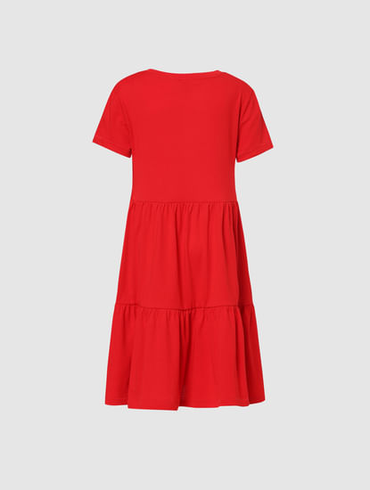 Girls Red Tiered Dress