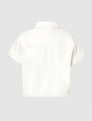 Girls White Solid Shirt