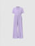 Girls Purple Collared Ribbed Jumpsuit