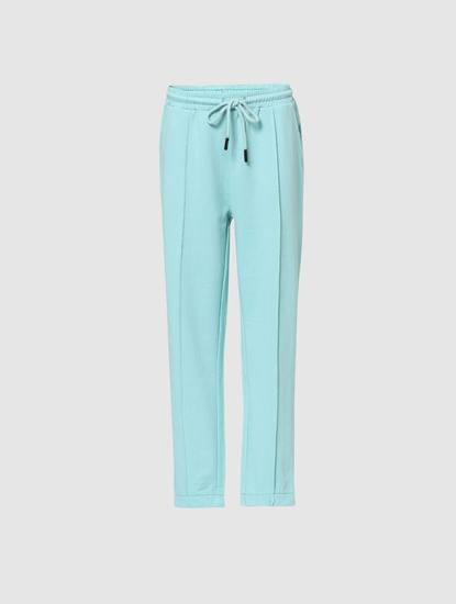 Girls Blue Pleated Joggers