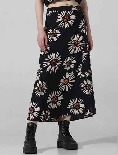 Black Floral Co-ord Set Skirt