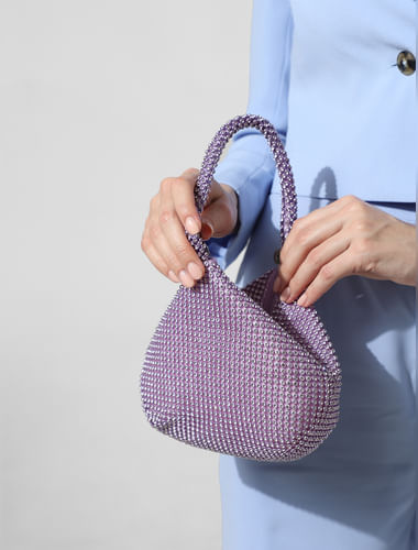 Purple Embellished Handbag
