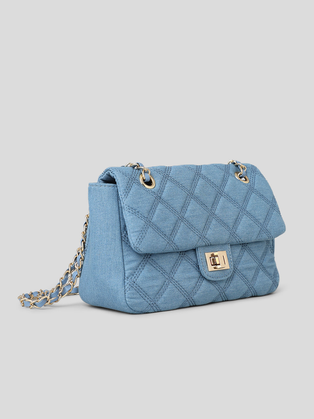 Barocco Denim La Medusa Small Handbag Blue | VERSACE IN