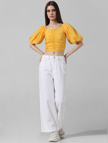 Yellow Cropped Off-Shoulder Top