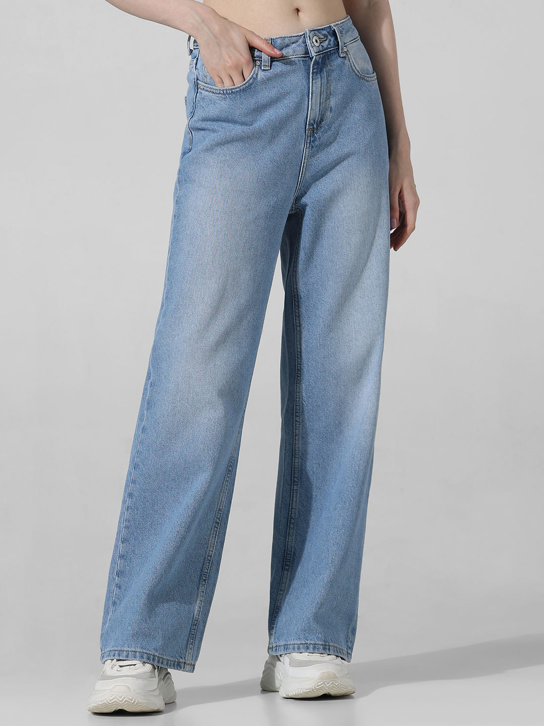 Light Blue High Rise Wide Leg Jeans