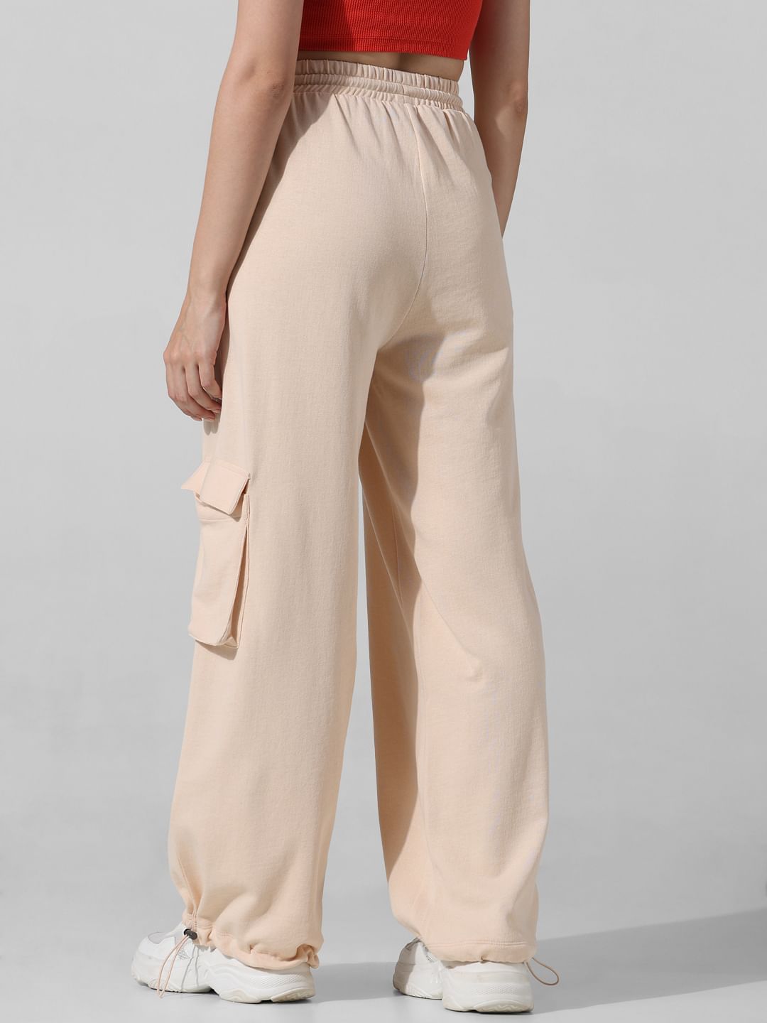 Cream High Rise Cargo Pants|271054801-Bleached-Sand