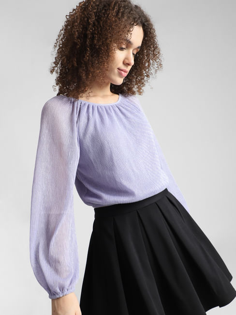 Lilac Shimmer Pleated Top