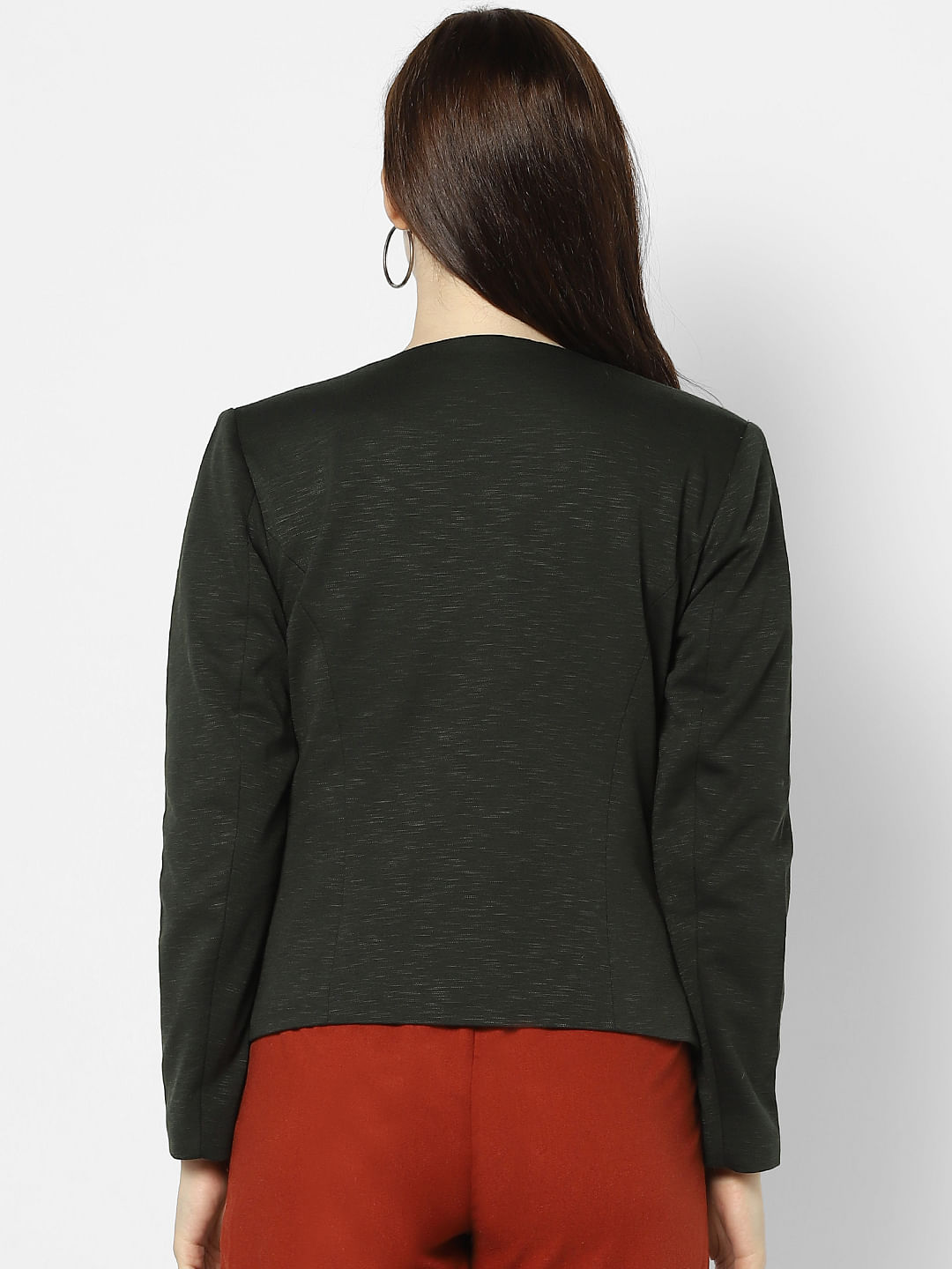 dark green cropped blazer