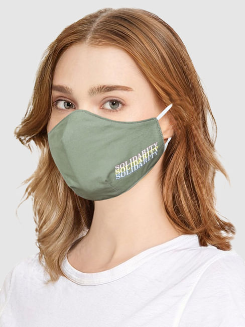 Green Text Print Mask with N95 Replaceable Filters