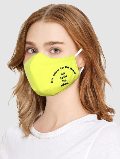 Neon Yellow Slogan Print Mask with N95 Replaceable Filters
