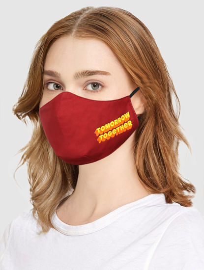 Maroon Text Print Mask with N95 Replaceable Filters
