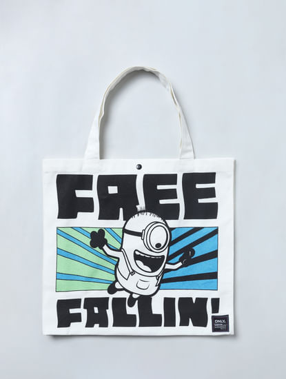 x MINIONS White Graphic Free Fallin Tote Bag