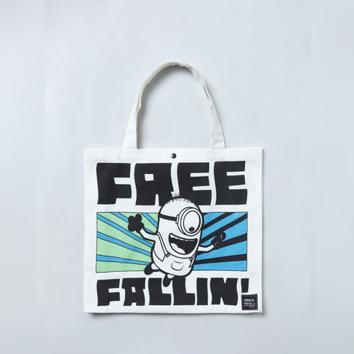 ONLY x MINIONS White Graphic Free Fallin Tote Bag
