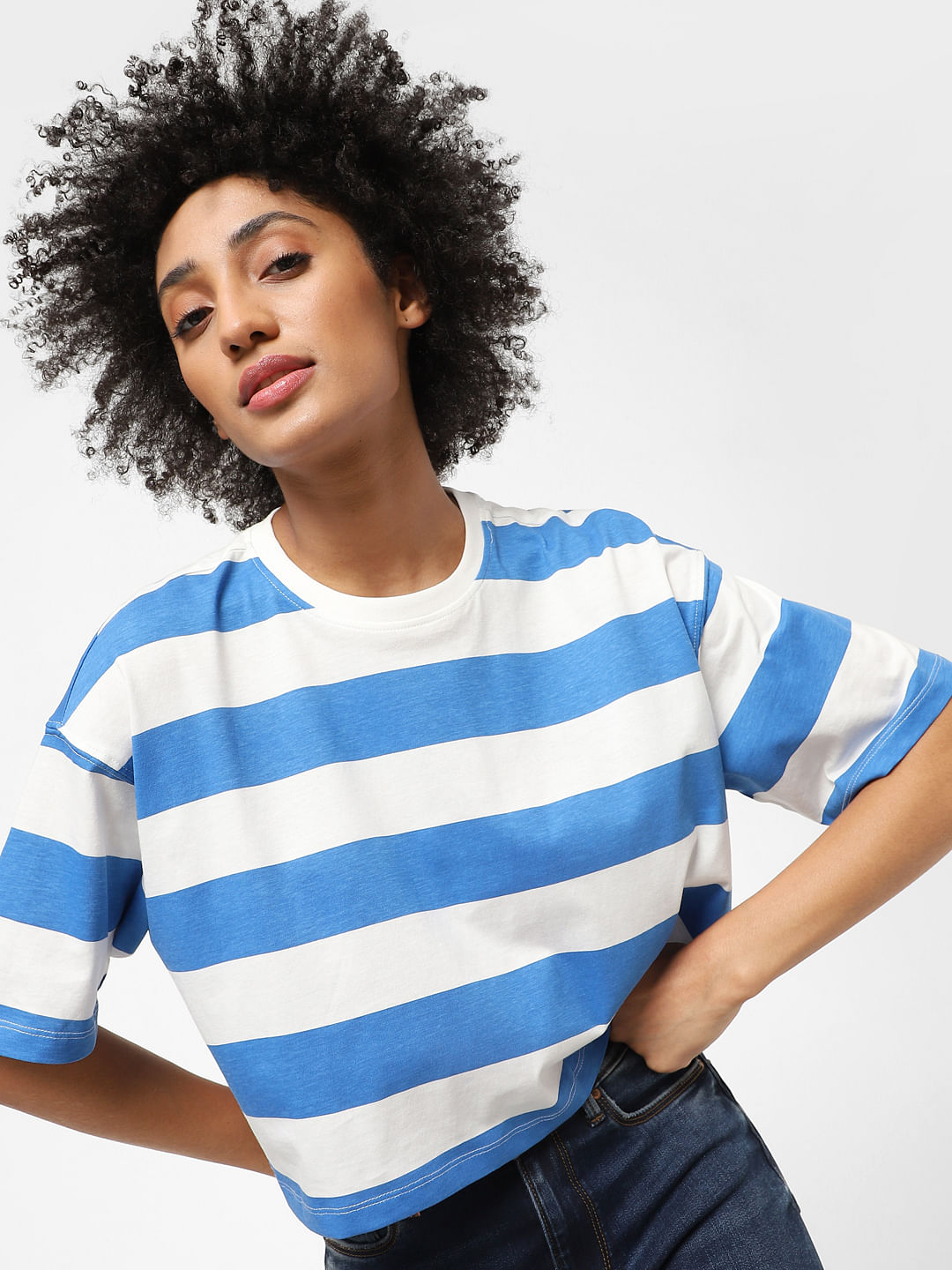 Striped t discount shirt crop top