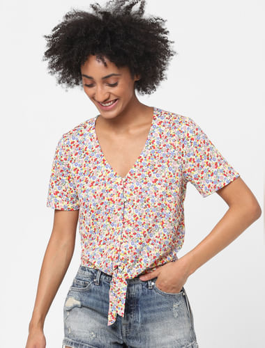Pink Ditsy Floral Top