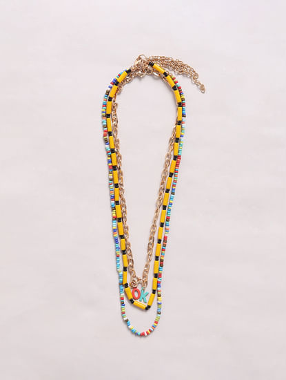 Multi-coloured Layered Beaded Necklace