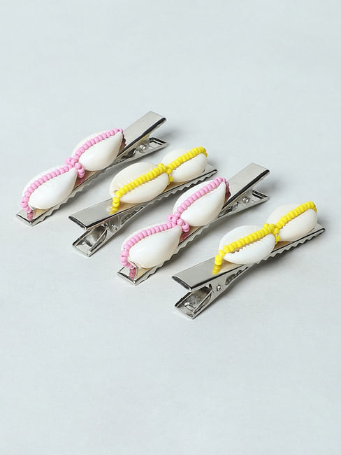 White Shell Hairclips - pack of 4