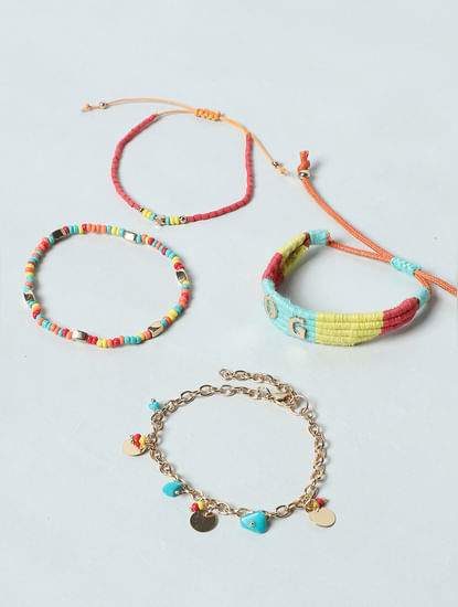 Multi-coloured Beaded Bracelets - Pack of 4 