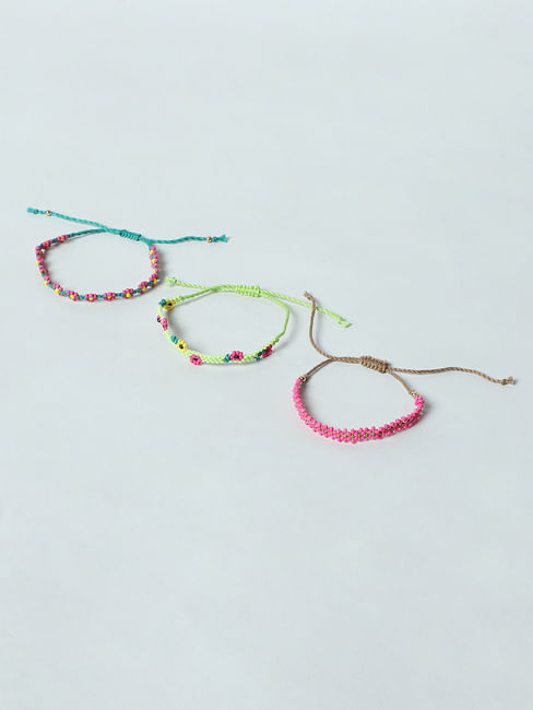 Multi-coloured Beaded Bracelets - Pack of 3