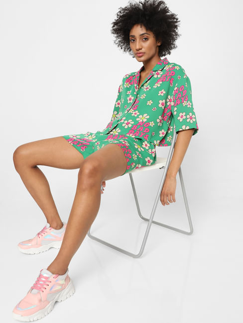 Green Floral Co-ord Shirt