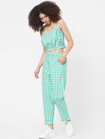 Green Checked Co-ord Top