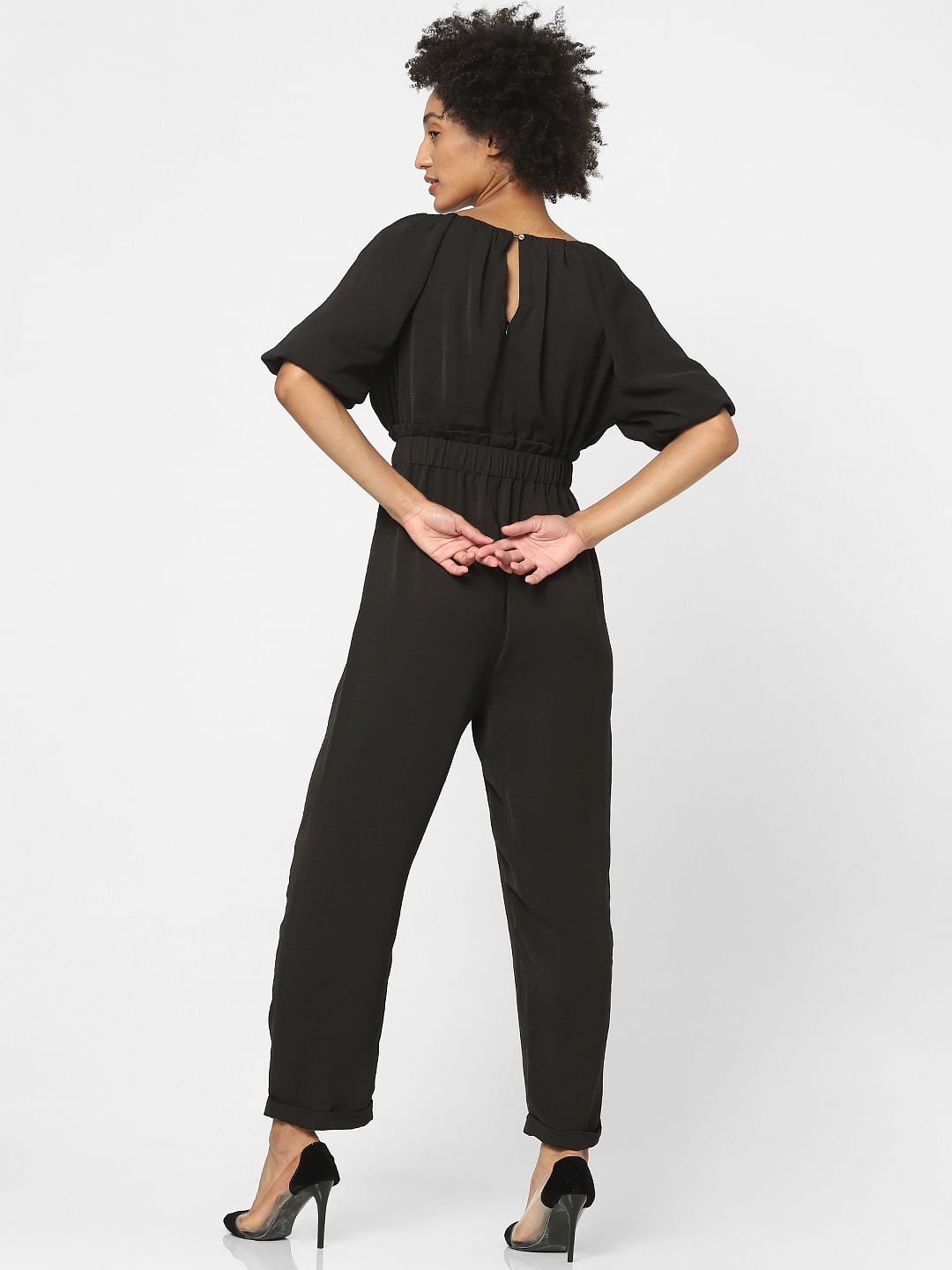 Lovemystyle Low Plunge Backless Jumpsuit In Black