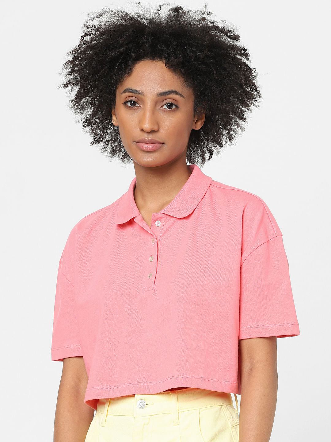 Pink polo cheap t shirt women's