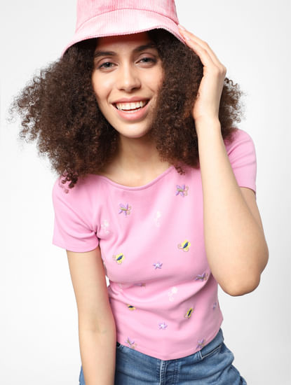 Pink Embroidered T-shirt
