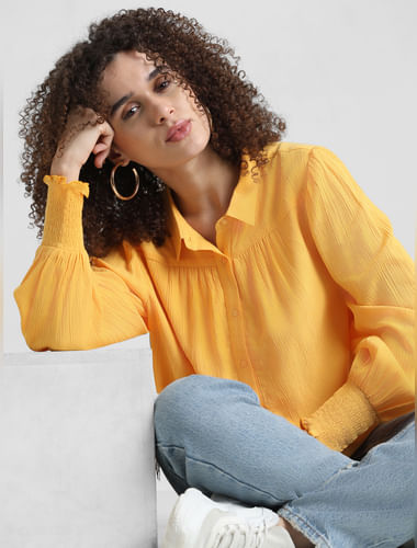 Yellow Crinkle Weave Shirt
