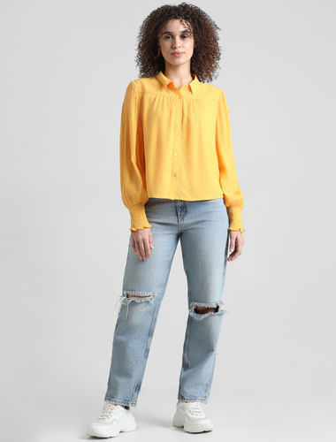 Yellow Crinkle Weave Shirt