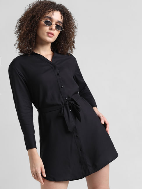 Black Short Shirt Dress