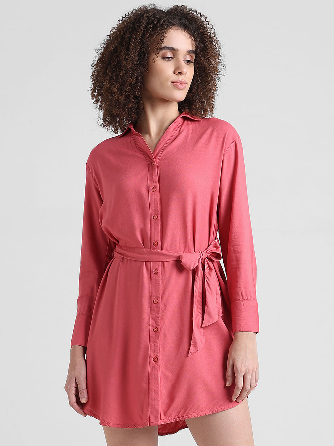Buy Grey Linen Checks Spread Collar Shirt Dress For Women by B'Infinite  Online at Aza Fashions.