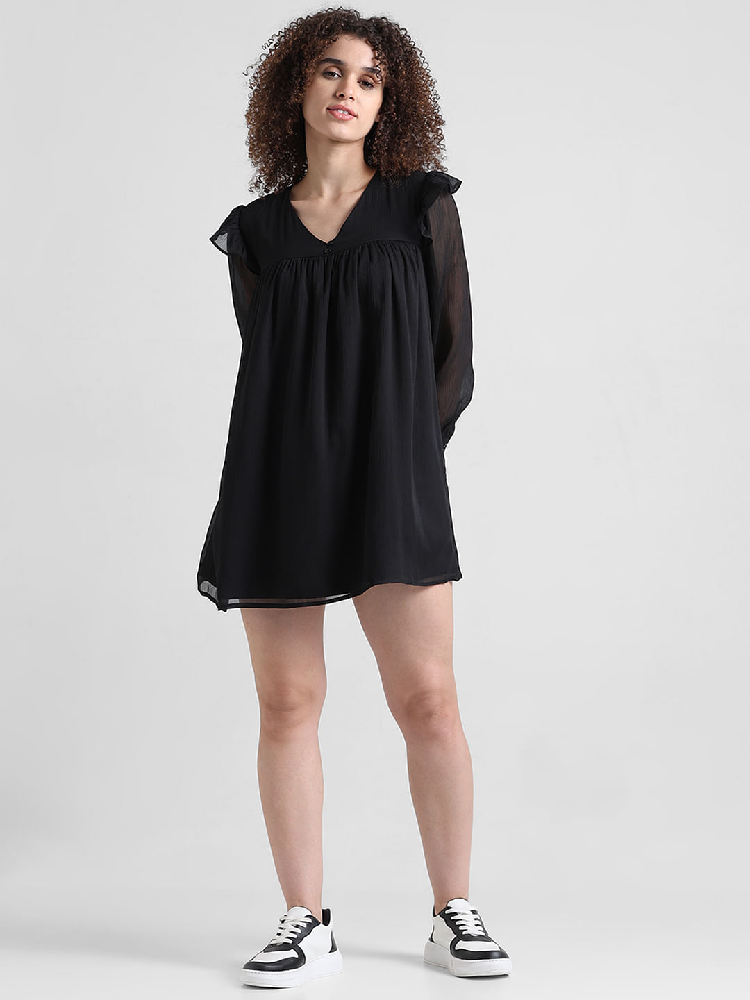 Buy Lipsy Black V Neck Long Sleeve Bodycon Dress online