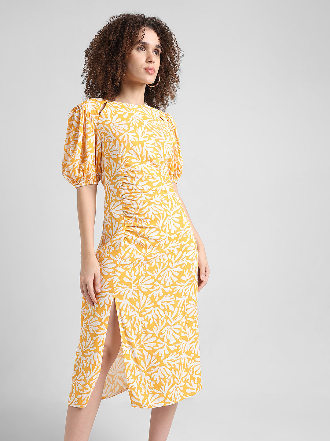 Buy Yellow Button Down Midi Dress for Women | ONLY | 124234401