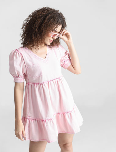 Pink Washed Tiered Dress