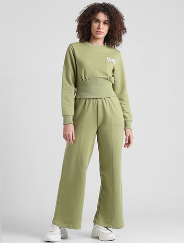Green Cropped Co-ord Set Sweatshirt