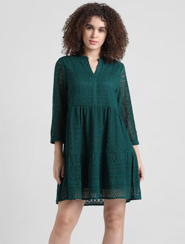 Green Lace Fit & Flare Dress
