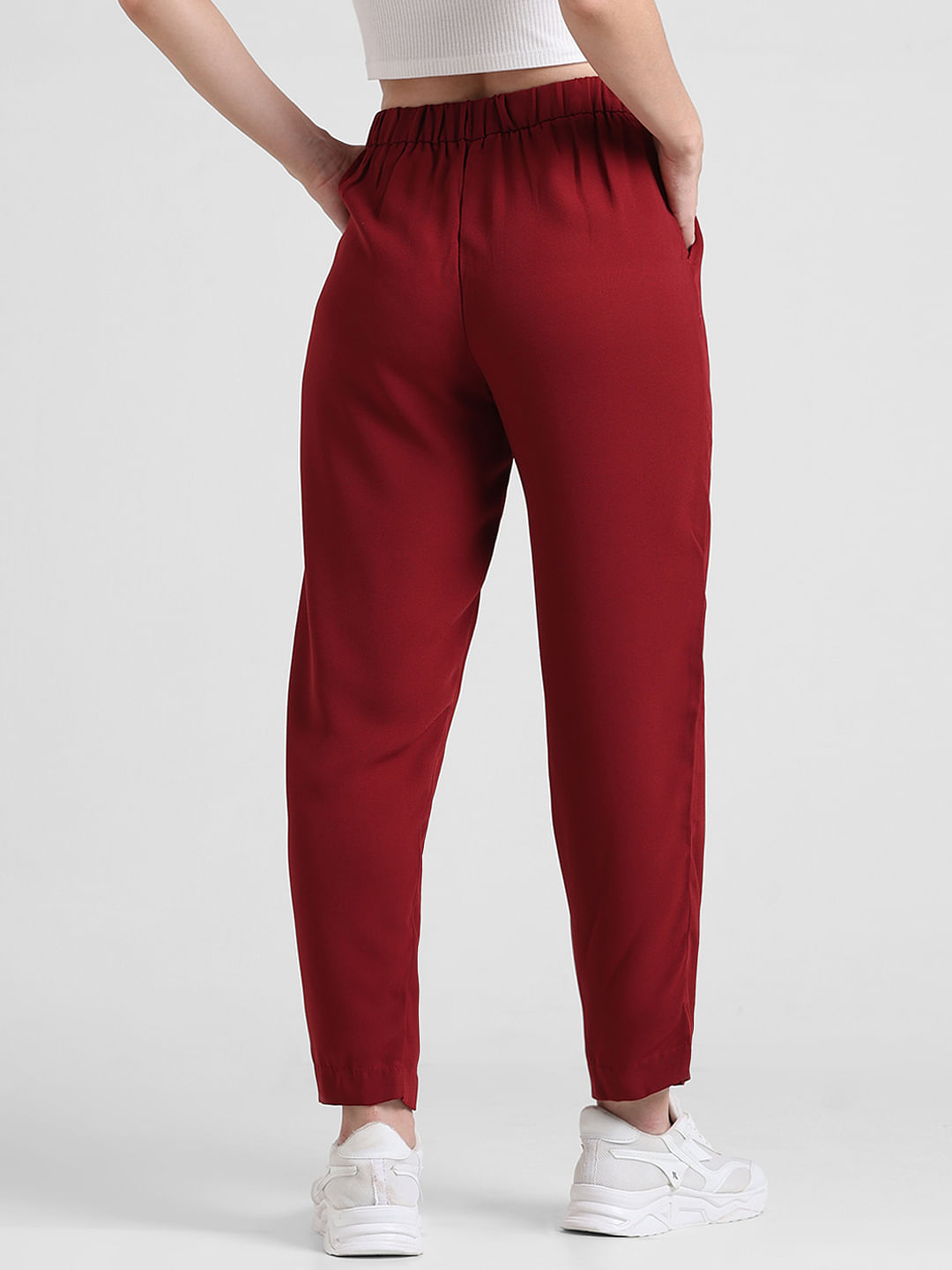 Cottinfab Women Red Straight Fit Printed Cigarette Trousers – Dss Cottinfab  Ltd