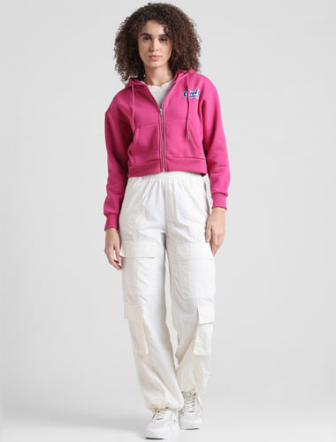 Pink Zip-Up Hooded Sweatshirt