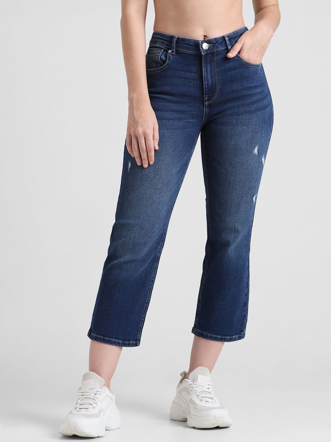 Dark on sale cropped jeans