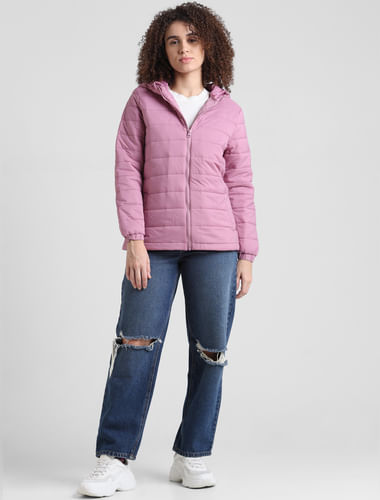 Pink Hooded Puffer Jacket