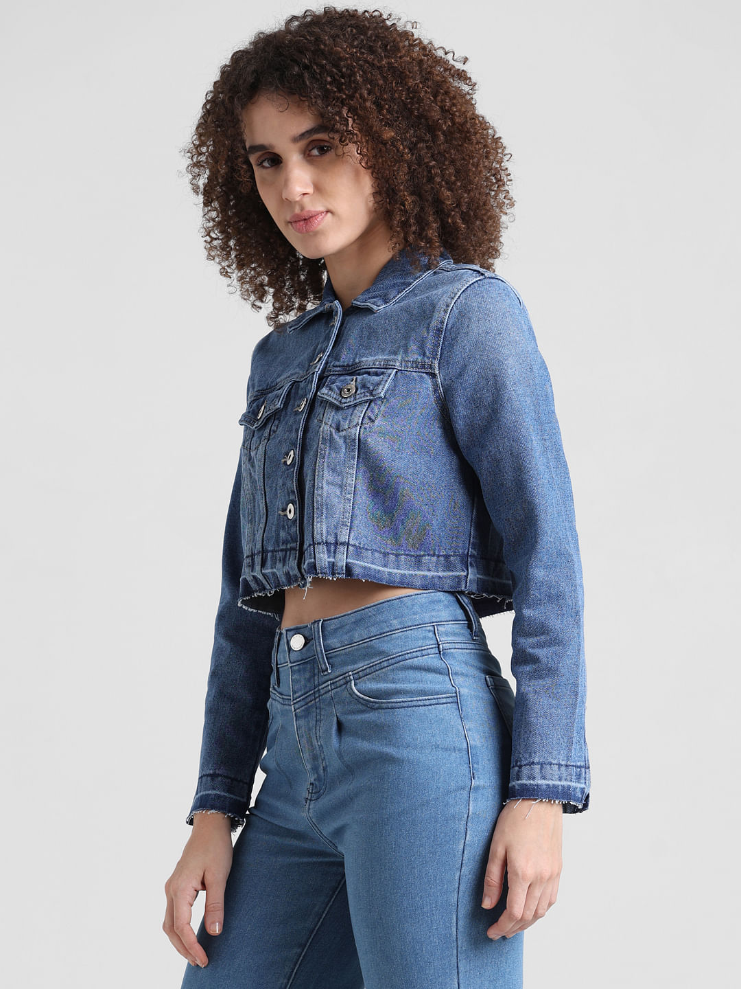 Mavi Women's Sienna Cut-Off, Crop Jacket In Mid Denim