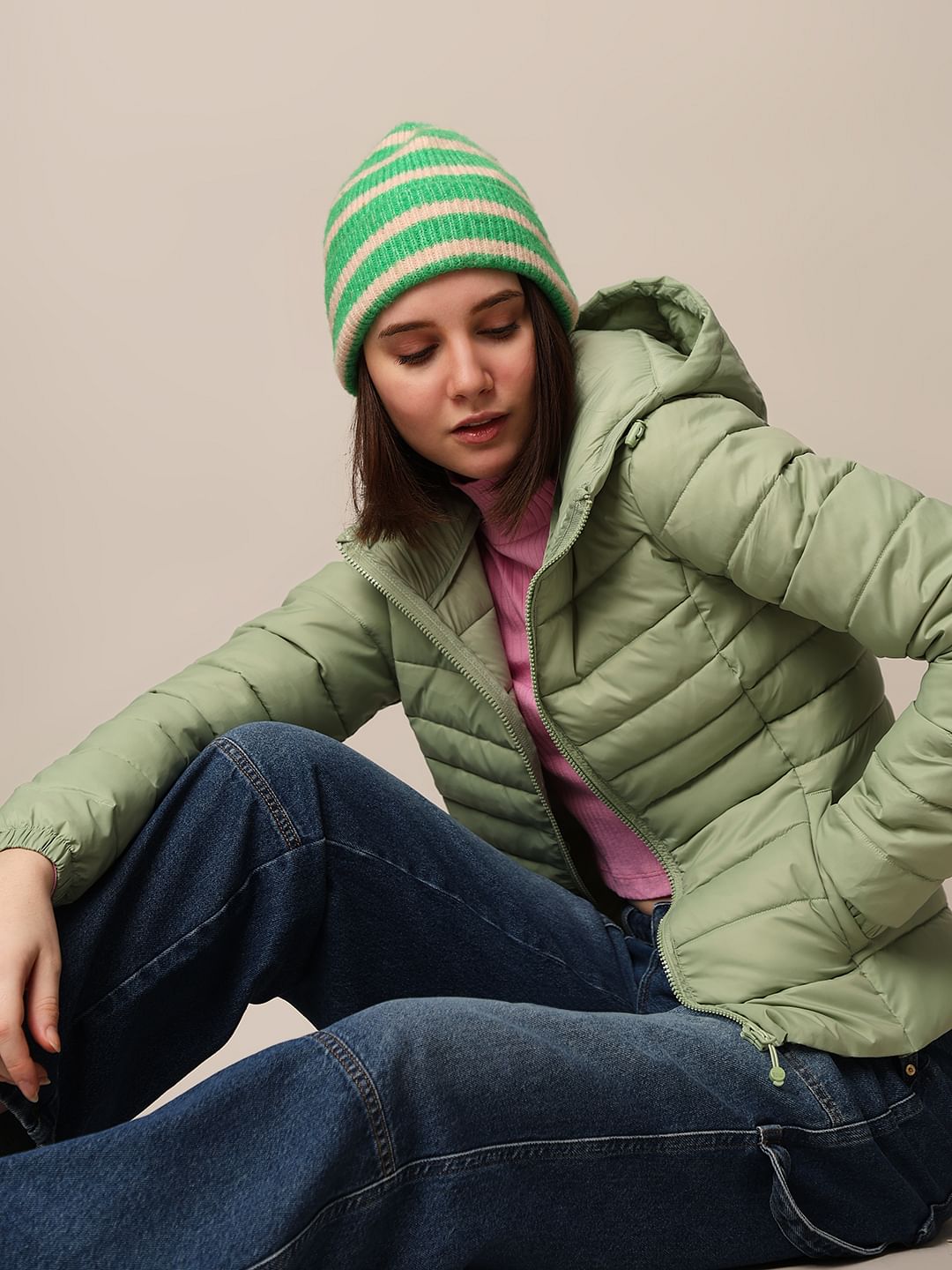 Green Hooded Puffer Jacket