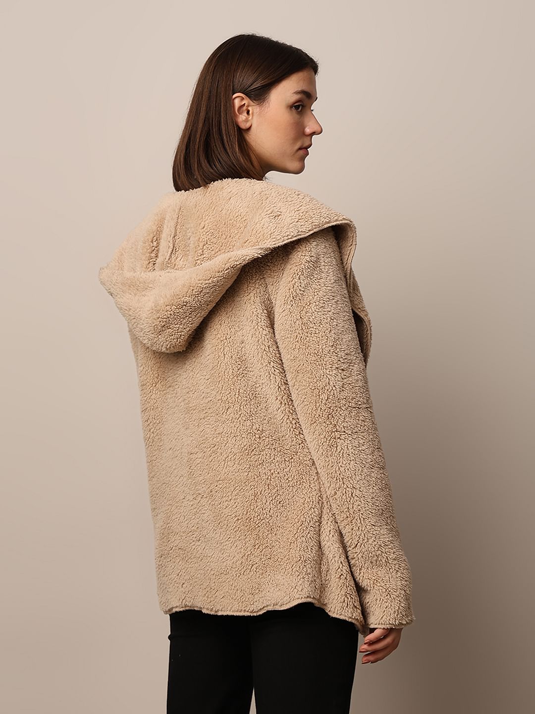 Brown Hooded Sherpa Coat