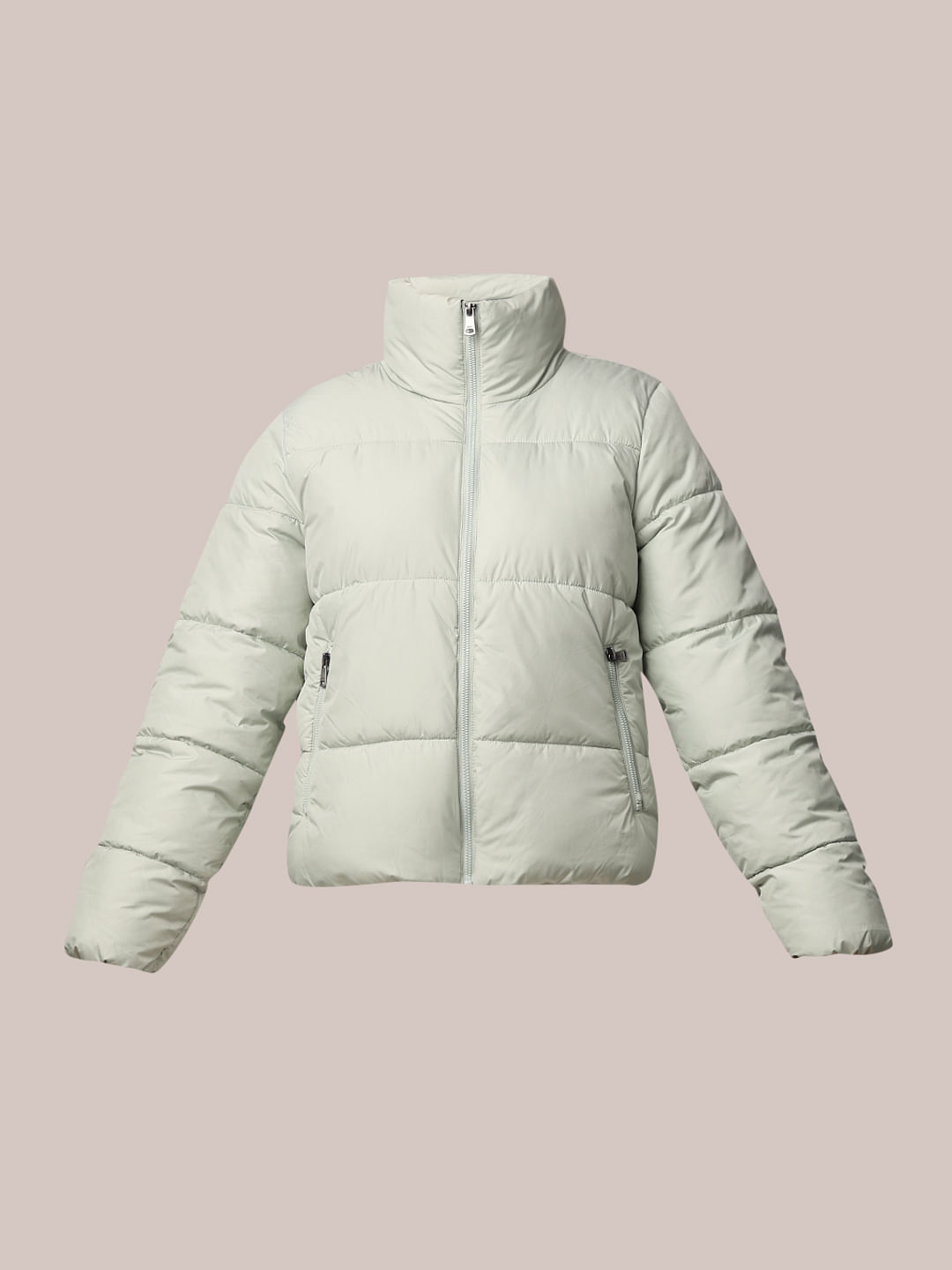 Green High Neck Puffer Jacket Green High Neck Puffer Jacket