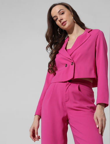 Pink Double-Breasted Co-ord Set Blazer
