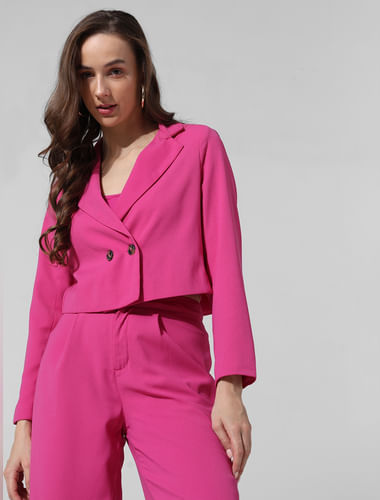 Pink Double-Breasted Co-ord Set Blazer