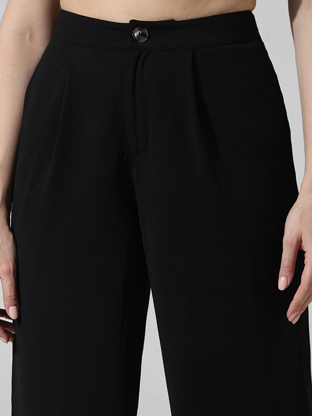 Black High Rise Wide Leg Pants