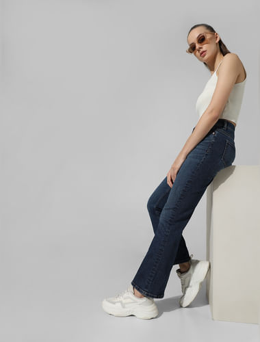 Women Sky Blue Fall Wide Leg High Rise Jeans - Offduty India