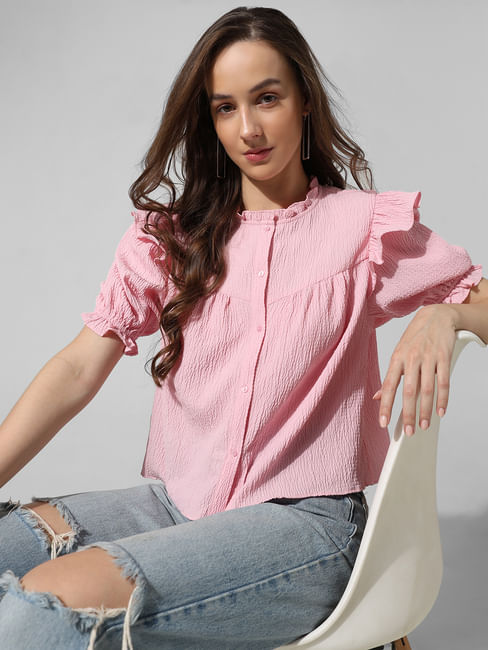 Pink Frill Trimmed Top